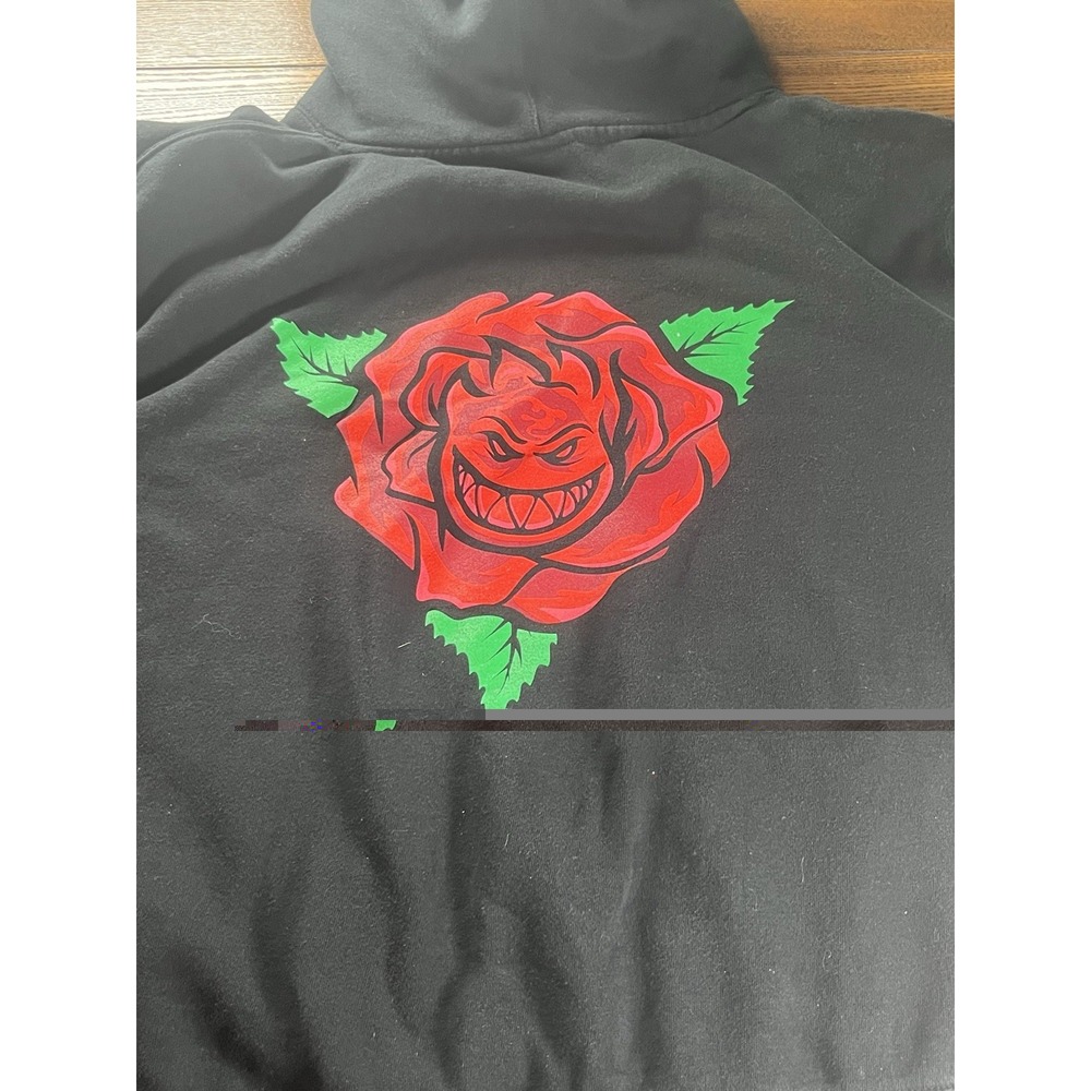 Y2K Spitfire Hoodie Black Bighead Pullover Sweatshirt Roses Skateboard Medium